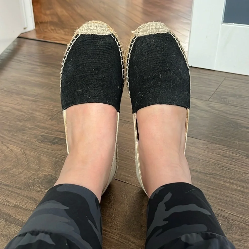 Tory Burch Black and Cream Espadrilles Size 8